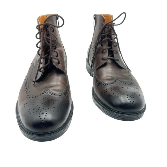 MEN\'S Brown Leather Lace Up Wingtip Brogues Ankle Boot Dress Shoes - SIZE 10.5 main image 12